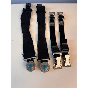 Motorcycle Biker Boot Straps Lickers Set of 2 Faarken Turquoise- Buffalo Nickel